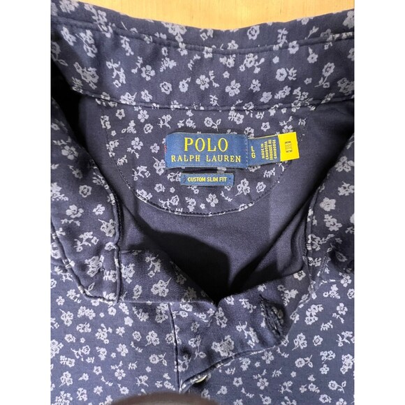 Polo Ralph Lauren Mens Size L Polo Shirt Blue Short Sleeve Floral Embroidered - Picture 6 of 13